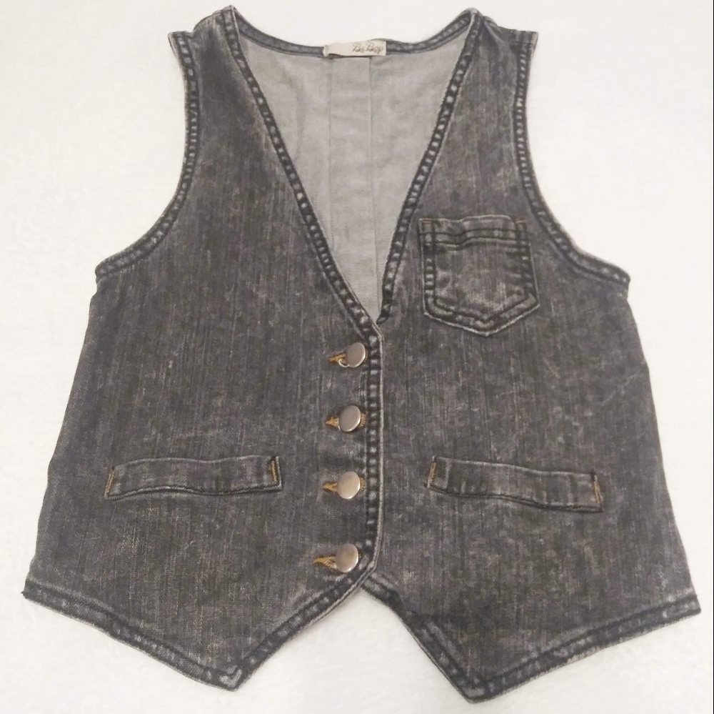 BeBop Girls Black Denim Vest Size Medium